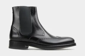 COSIMO • Custom Fitted Bespoke Wingtip Brogue Chelsea Boots • BLACK