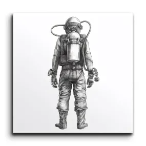Cosmic Explorer: Monochrome Astronaut Art