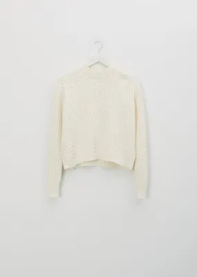 Cotton Cable Sweater — White