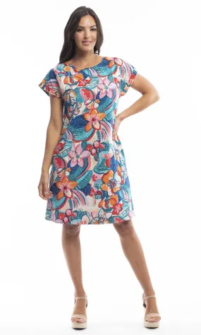 Cotton Dress Shift Sleeve Reversible Borellie