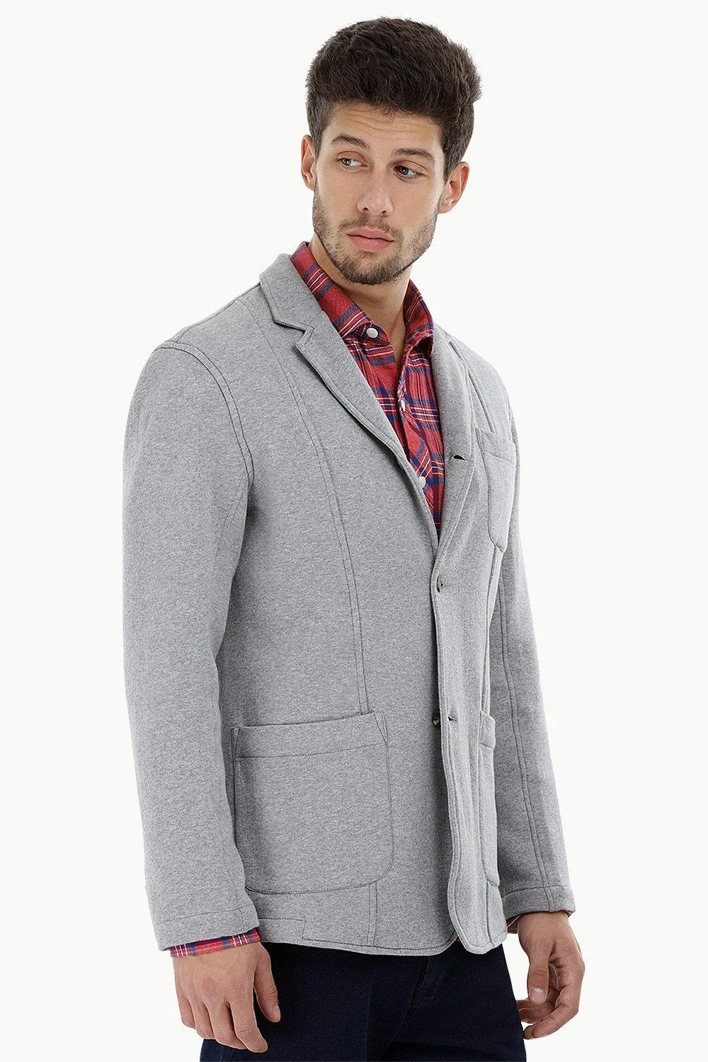 Cotton Fleece Blazer with 3 Buttons