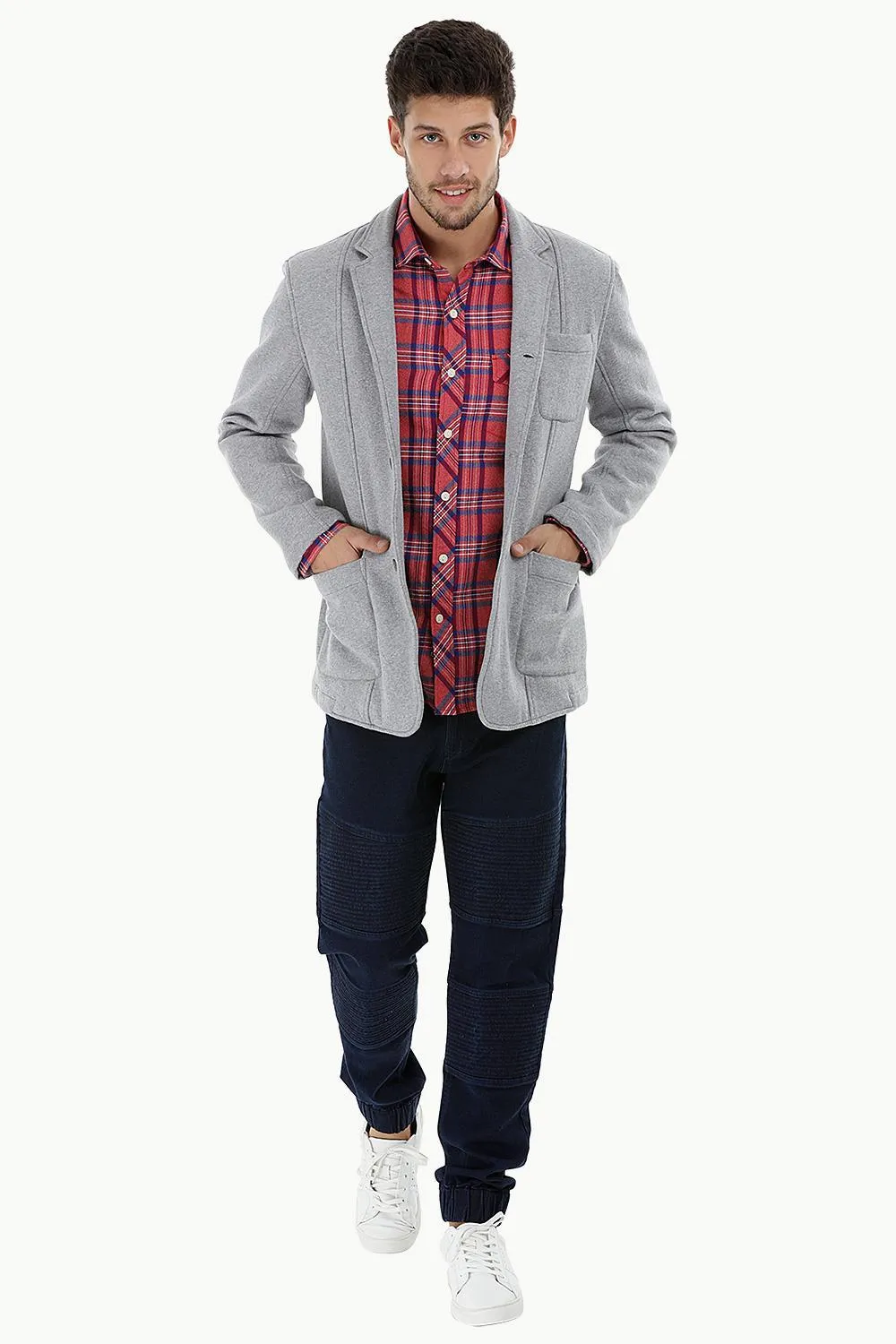 Cotton Fleece Blazer with 3 Buttons