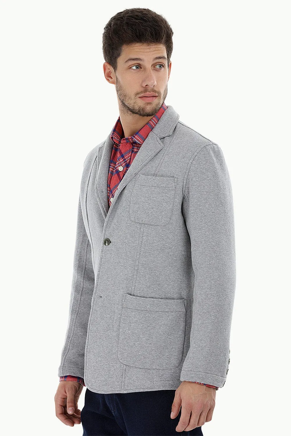 Cotton Fleece Blazer with 3 Buttons