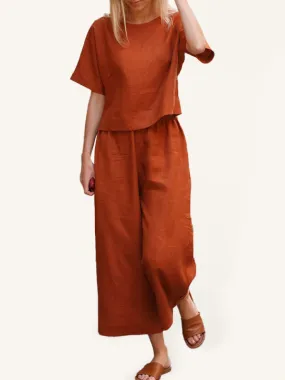 Cotton-Linen Set: Top   Culottes