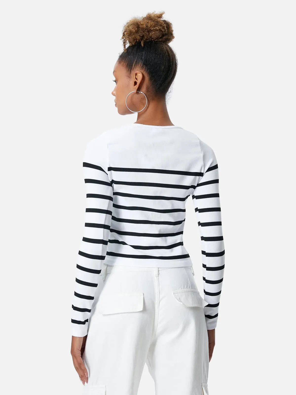 Cotton Long-Sleeve Striped T-shirt