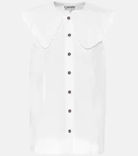 Cotton poplin blouse GANNI, white