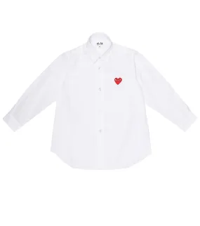 Cotton poplin shirt with Heart logo Comme des Garçons Play, white