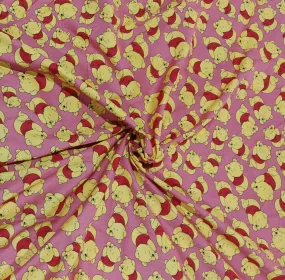 COTTON POPLIN WINNIE THE POOH PINK PRINT 58" wide