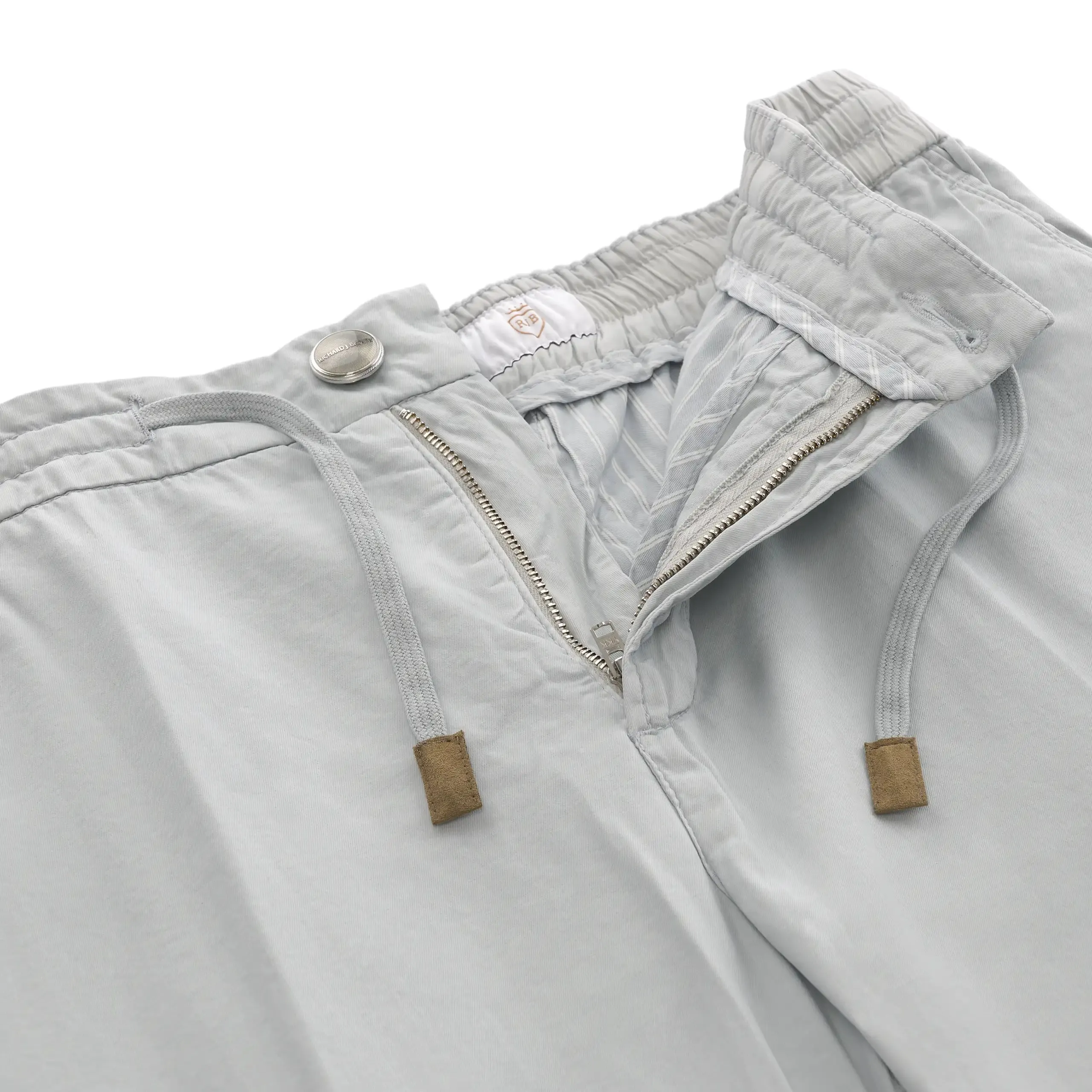Cotton-Silk Blend Trousers in Greyish Blue