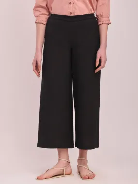 Cotton Solid Culottes - Black