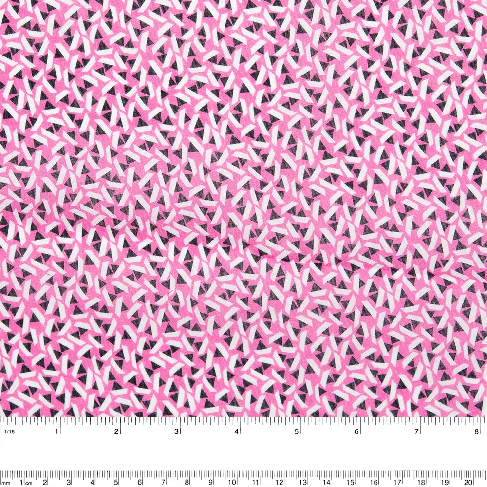 Cotton Voile Print - THEA - Triangles - Pink