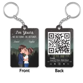 Couple Kissing Under Stars Sky Forest Favorite Song QR Code Personalized Acrylic Keychain, Gift For Him, For Her