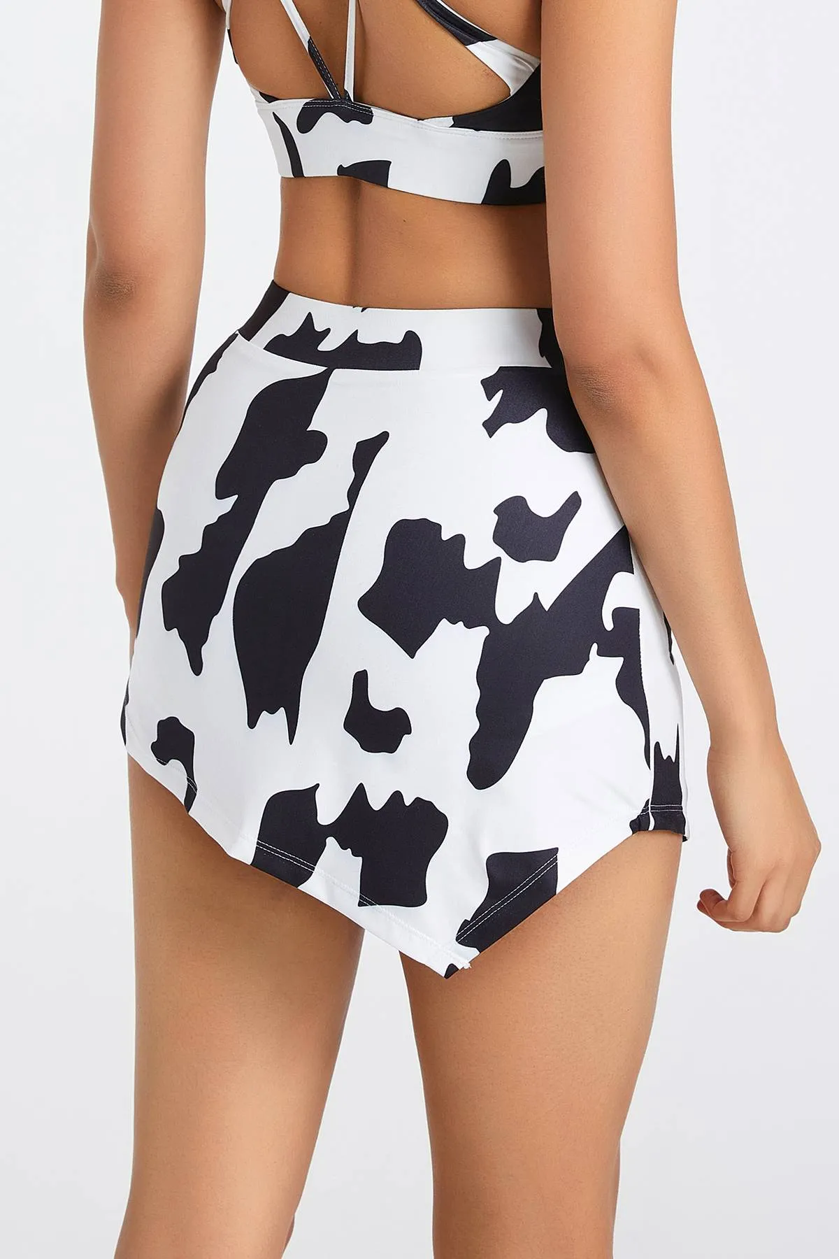 Cow Print Asymmetrical Mini Skirt