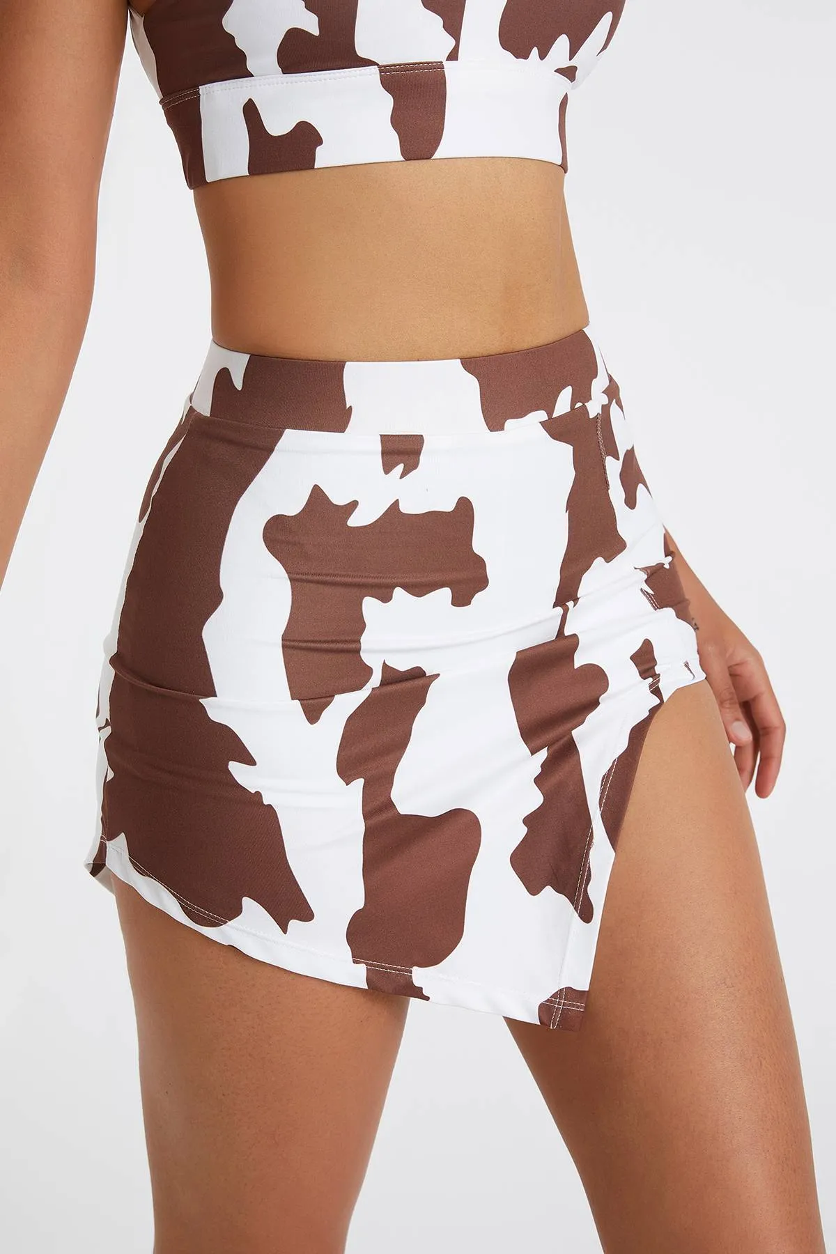 Cow Print Asymmetrical Mini Skirt
