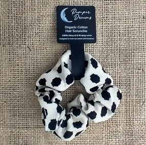 Cream & Black Animal Print Organic Cotton Eco-Friendly Hair Scrunchies