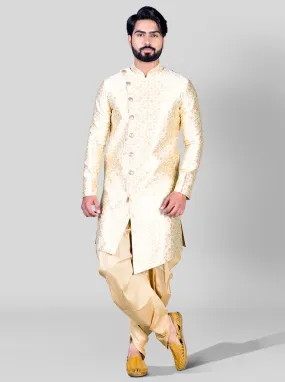 Cream & Golden Semi Indowestern | Azania