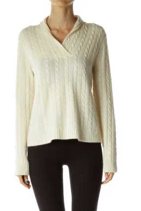 Cream Cable Knit Cashmere Sweater