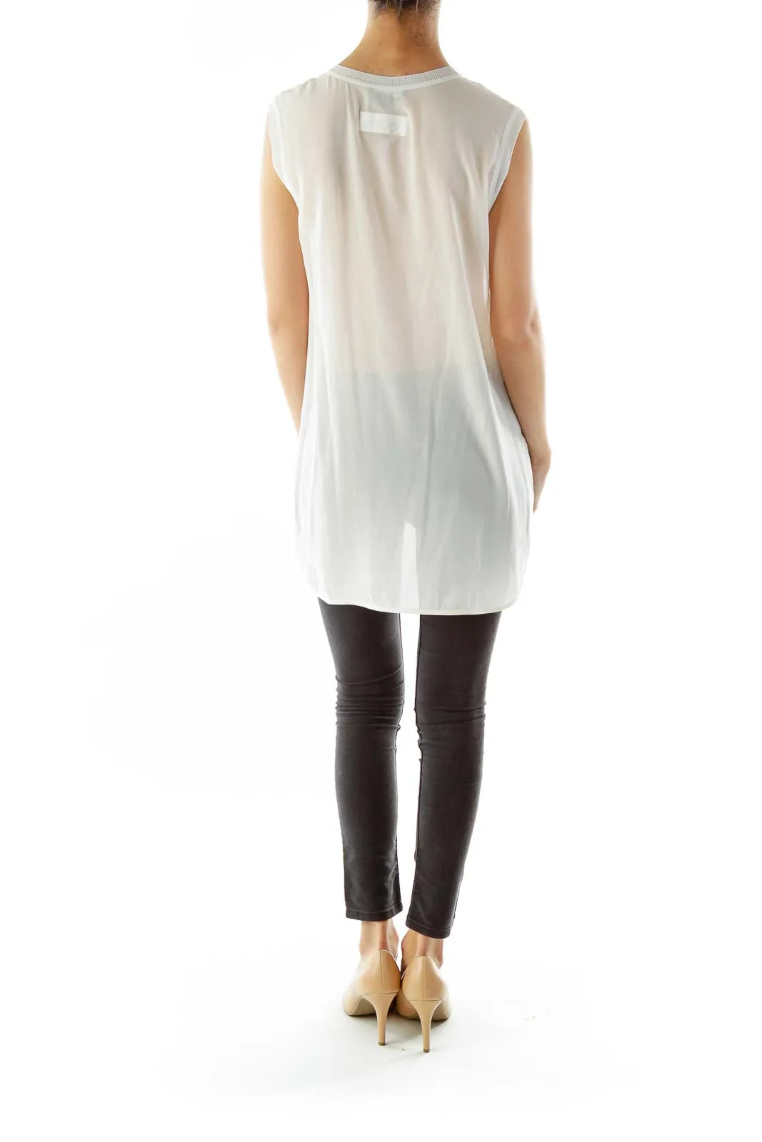 Cream Loose Top w/ Knitted Collar
