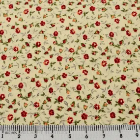 Cream Medieval Floral Cotton Print