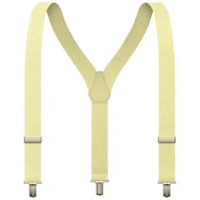 Cream Slim Suspenders for Men & Women Boys & Girls Y-back Shape 1 inch wide