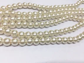 Cream Spherical Glass Pearl Beads