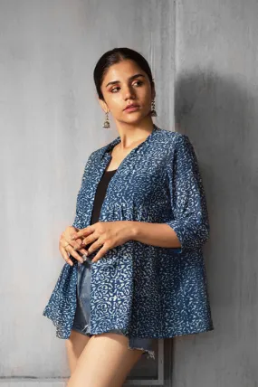 Creative Bee 'ARNO' Natural Dyed Block-Print Handwoven Gathered Jacket