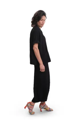 Crepe Polo Top, Black