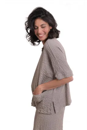 Crepe Polo Top, Stone