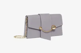 Crescent On A Chain - Frost Grey with Vanilla Stitch