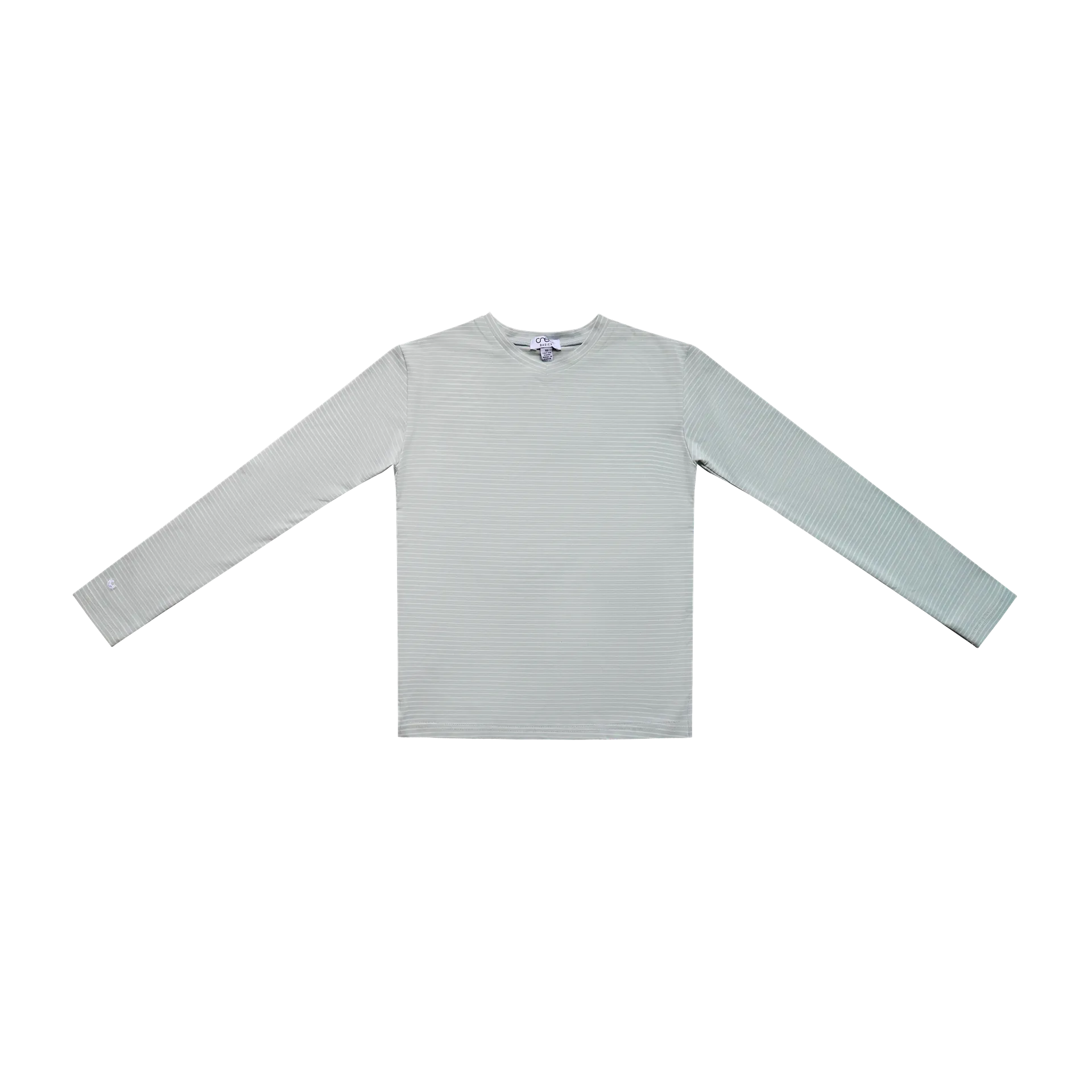 Crew Basics Sage Stripe V-Neck