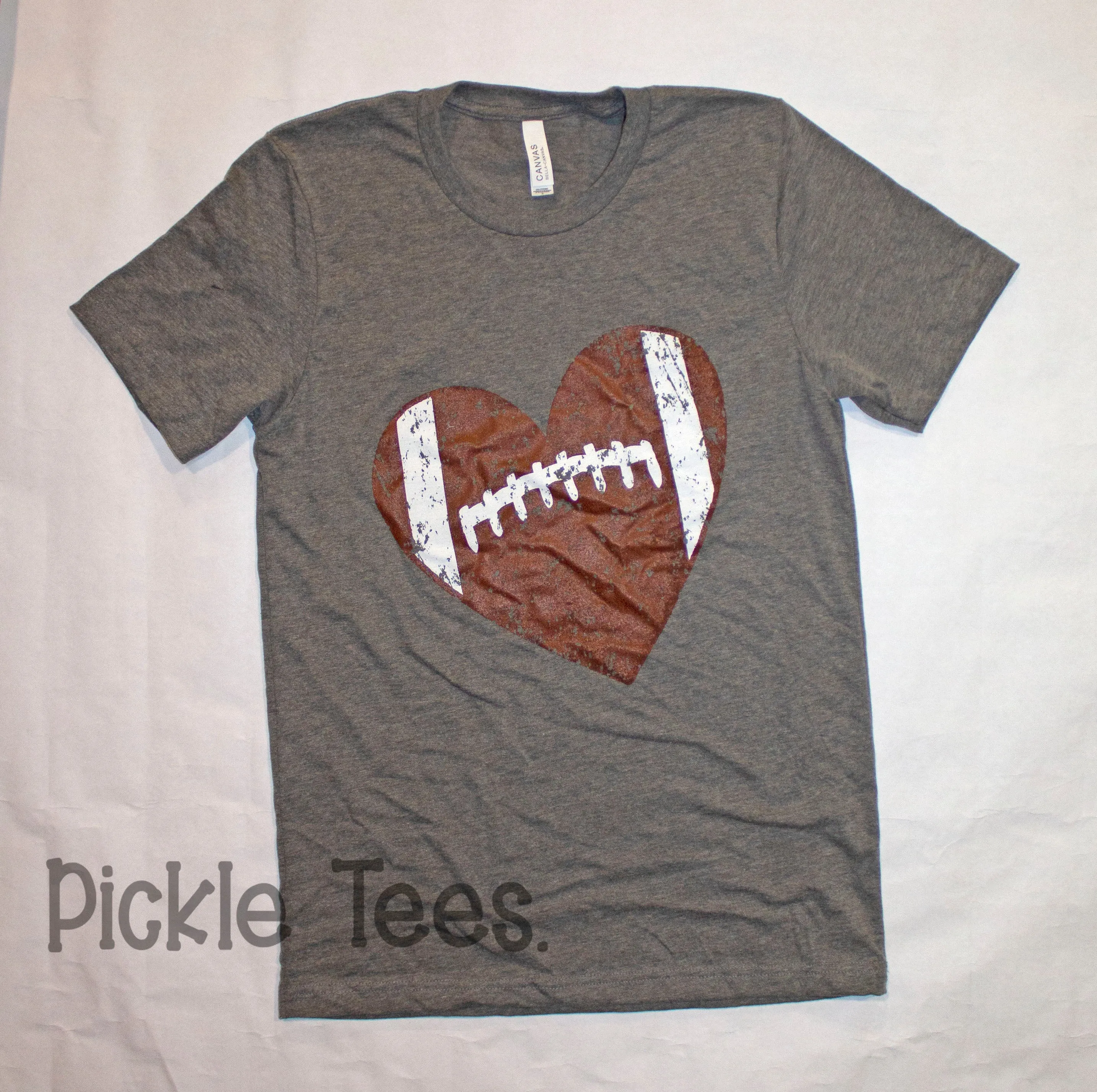 CREW Distressed Football Heart Tee