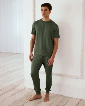 Crew Neck Long Pyjama Set - Sage