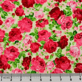 Crimson Large Rose Floral Cotton Print