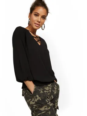Crisscross V-Neck Blouse