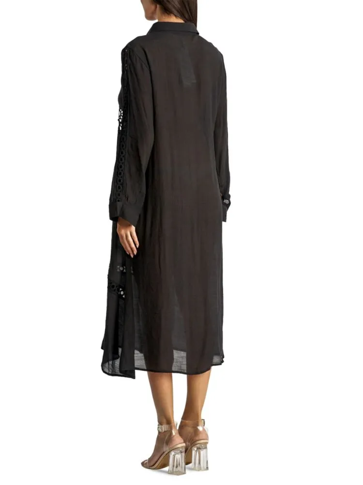 Crochet shirtdress La Moda Clothing, black