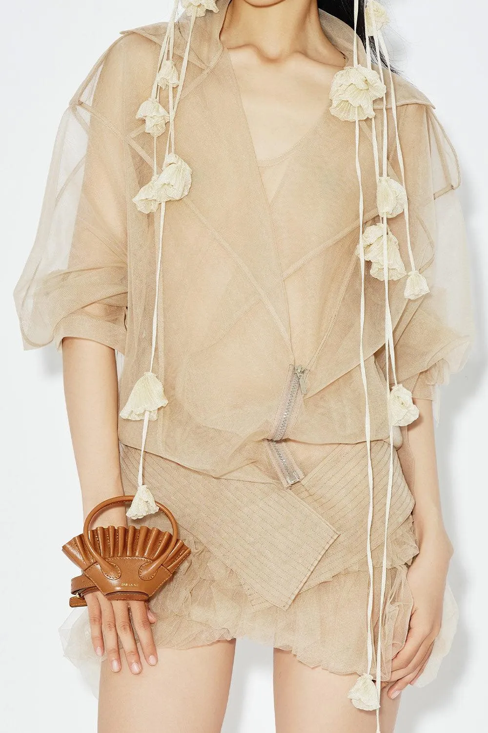 Crocus Straight See-Through Chiffon Jacket