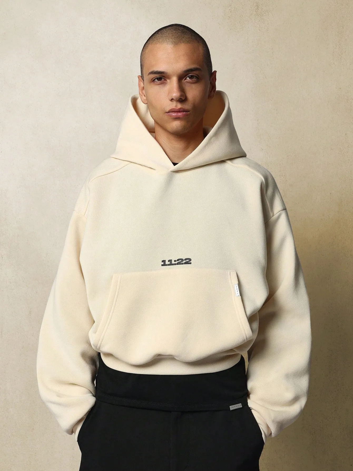 Crop Fit Overhead Hoodie With Small Graphic Print