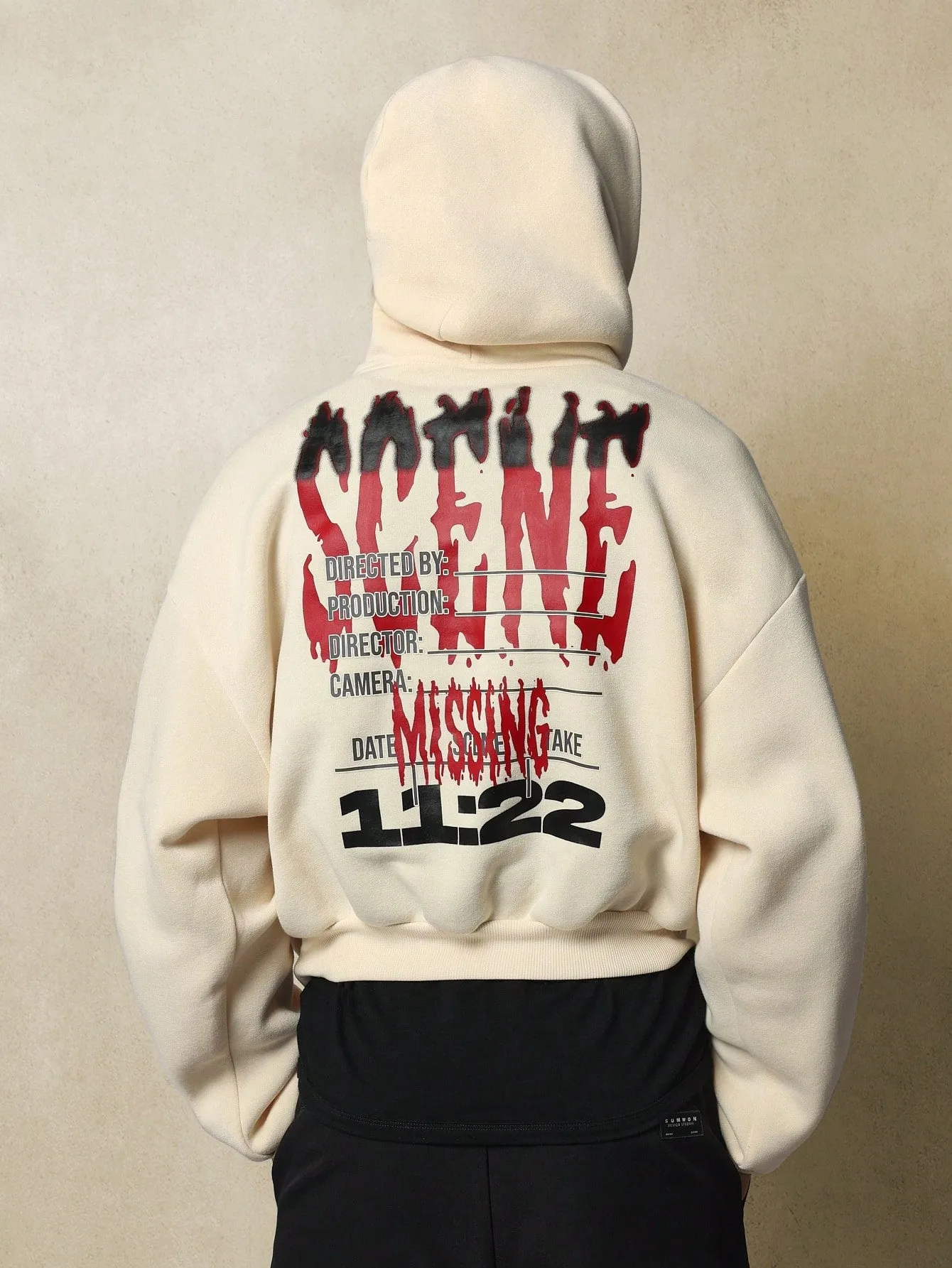 Crop Fit Overhead Hoodie With Small Graphic Print