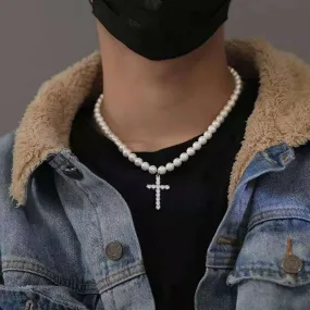 Cross Pendant Pearl Necklace