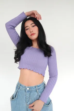 Crush On You Basic Ribbed Bardot Top -  Lilac