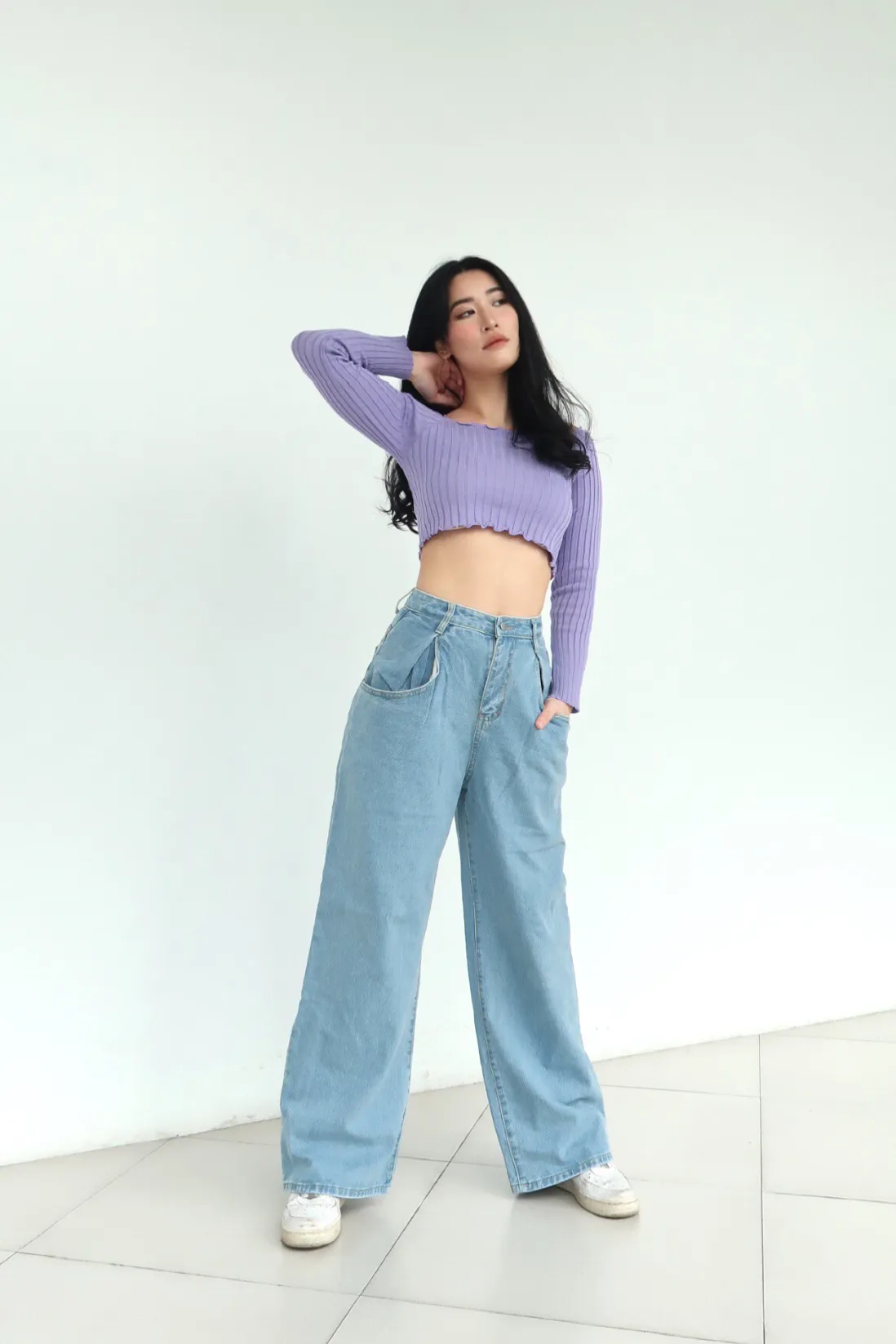 Crush On You Basic Ribbed Bardot Top -  Lilac