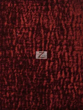 Crushed Chenille Everest Fabric / Ruby / Sold By The Yard