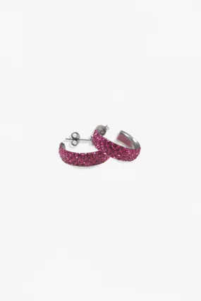Crystal 3/4" C Huggie Hoop Sterling Silver Earrings