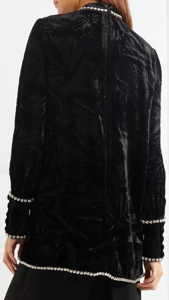 Crystal-Embellished Embossed Velvet Top