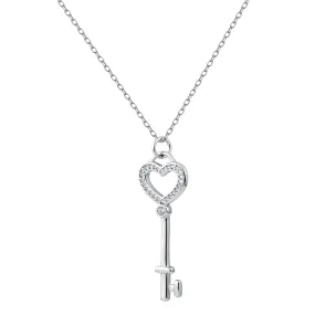 Crystal Pave Key To My Heart Chain Necklace