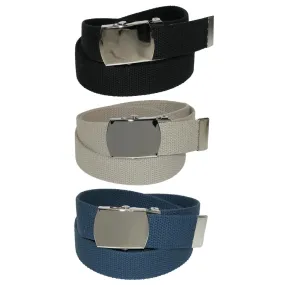 CTM® Cotton with Nickel Buckle Adjustable Belt (Pack of 3 Colors)
