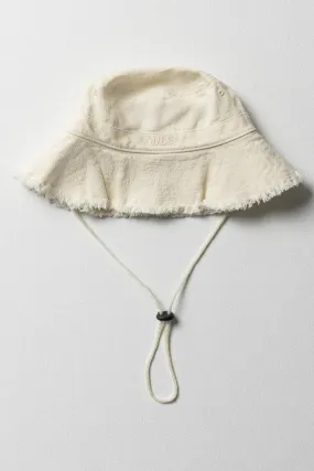 Cube Frayed Bucket Hat Stone