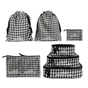 CUSTOM BA Packing Organizers and Travel Set in Gingham Linen, 7-pack Checkered