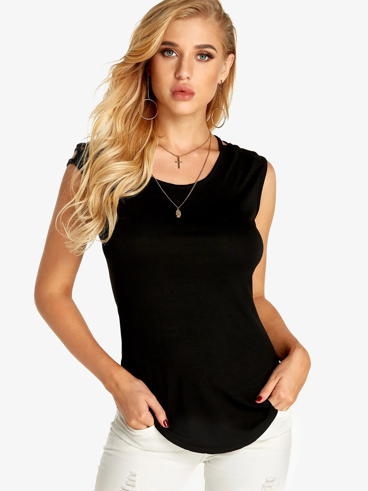 Custom Crew Neck Plain Sleeveless T-Shirts