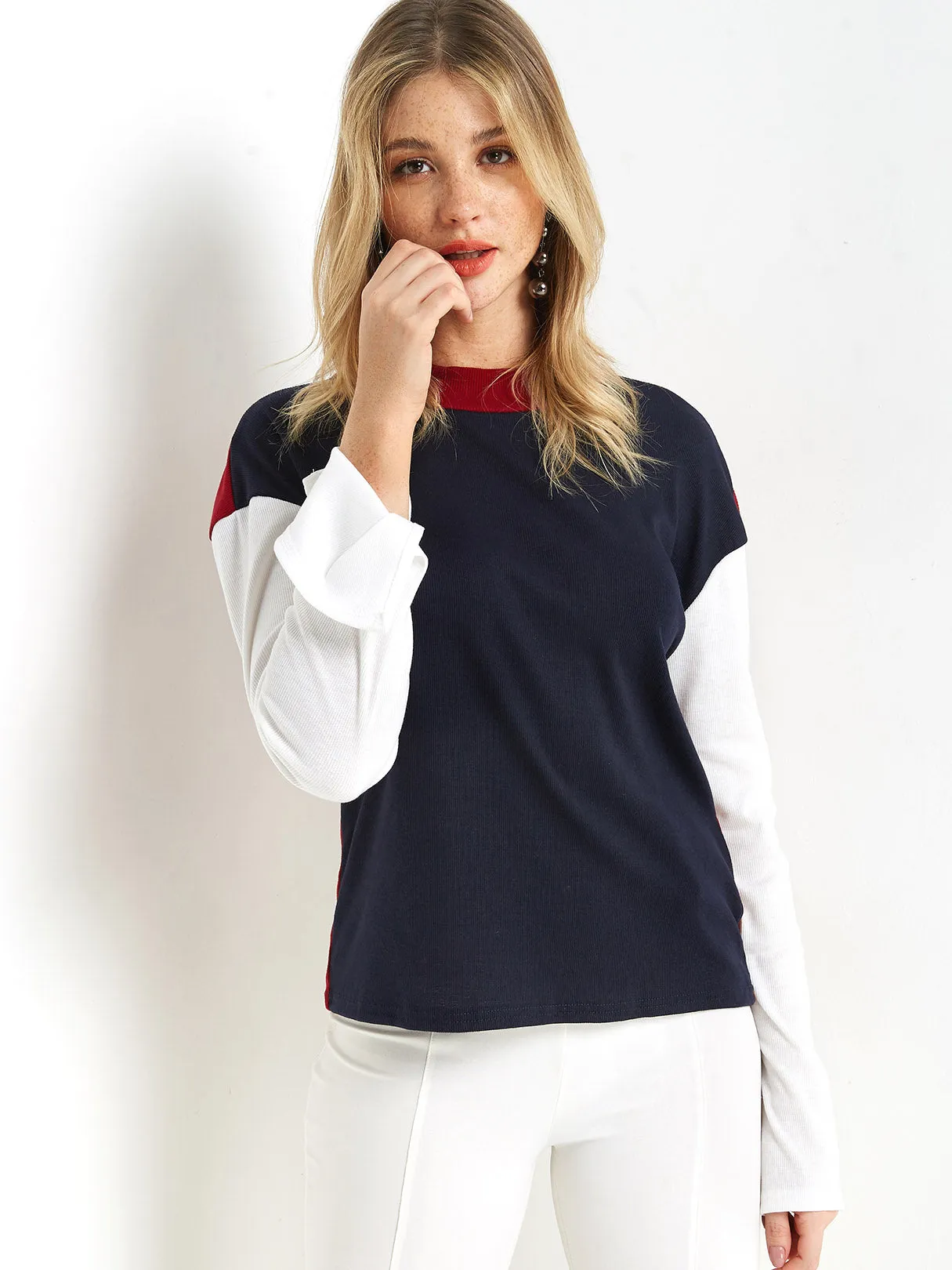 Custom Crew Neck Plain Slit Long Sleeve T-Shirt